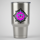 Colorful skull design with sunglasses on a white background