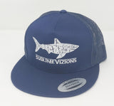 Great White Vizions Navy Hat | Navy Trucker Snapback | Sublime Vizions