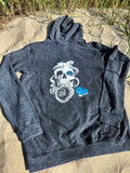Lost Octopus - Black Sandwash - Soft Stretch Hooded Sweatshirt